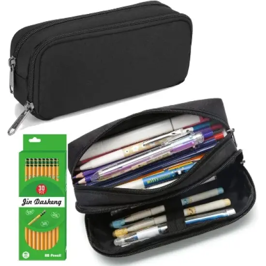 Pencil Case Large Capacity Pencil Pouch With 30 Count Pre-Sharpen pencils ,Aesthetic Pen Bag Office Stationery Organizer image {6}