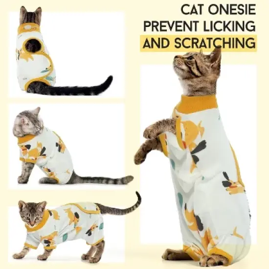 Cat Surgery Recovery Suit Female Male Soft Onesie, Abdominal Wounds Anti-Licking Pajama for Small Pets, Kitten Surgical Collar Cone Alternative Shirt image {4}