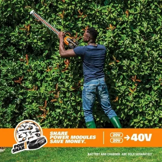 Worx WG284.1 40V Power Share 24" Cordless Hedge Trimmer image {3}