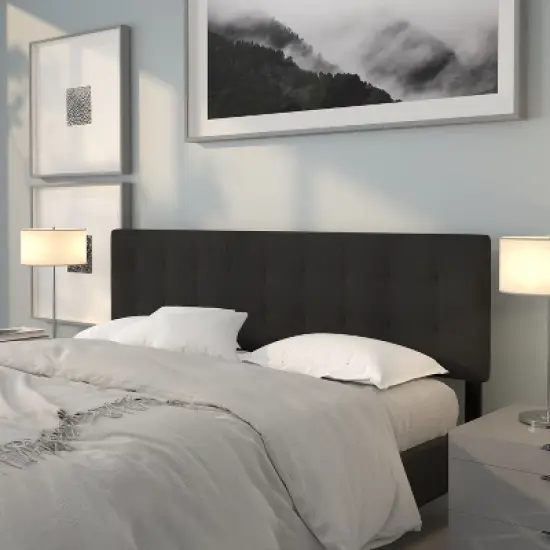 Flash Furniture Bedford Tufted Upholstered King Size Headboard in Black Fabric image {1}