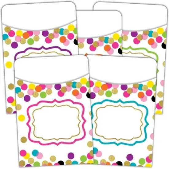 Teacher Created Resources Confetti Library Pockets, 35 Per Pack, 3 Packs image {1}