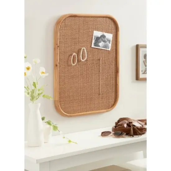 Kate & Laurel All Things Decor&nbsp;20"x36" Planche Rattan Wall Pinboard Rustic Brown image {6}