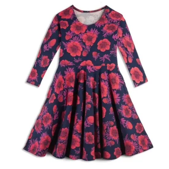 Mightly Toddler Fair Trade Organic Cotton Print 3/4 Sleeve Twirl Dress image {5}