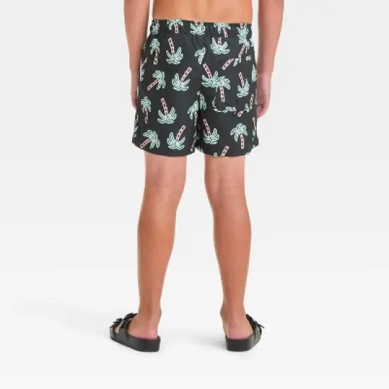 Boys' Palm Tree Printed Swim Shorts - art class&trade; Black image {1}