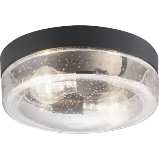 Progress Lighting Weldon 2-Light Flush Mount Ceiling Light in Black with Clear Seeded Glass image {5}