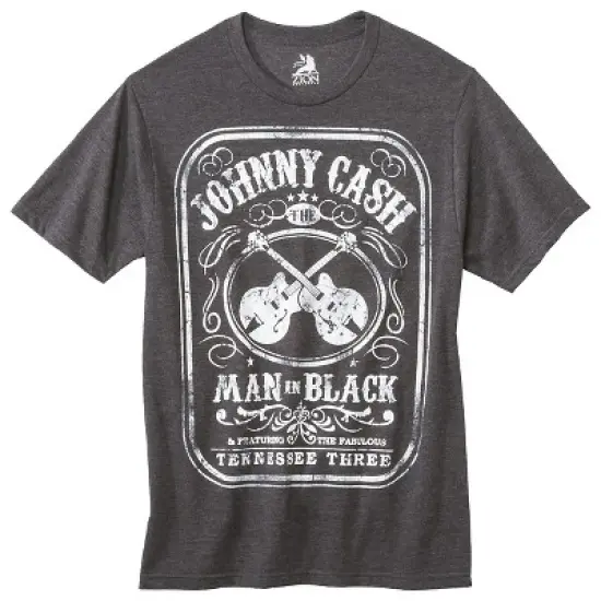 Men's Johnny Cash Man In Black Short Sleeve Graphic T-Shirt - Charcoal Heather image {1}