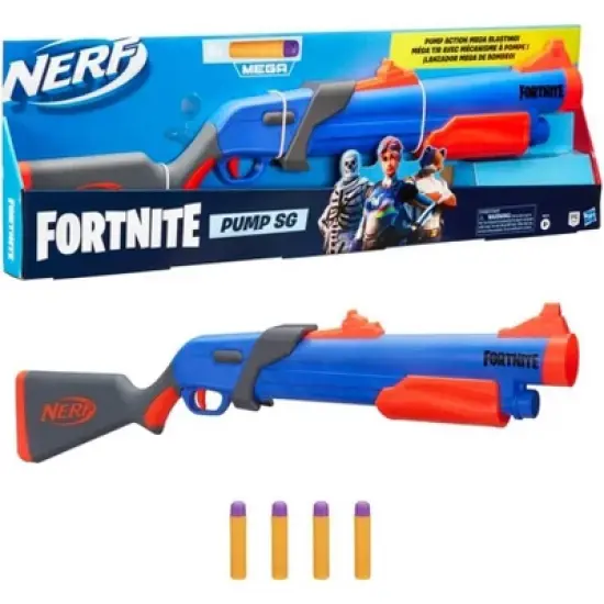Nerf Fortnite Pump SG Blaster - Pump Action Mega Dart Blasting - Breech Load - 4 Official Mega Darts - for Youth, Teens, Adults image {1}