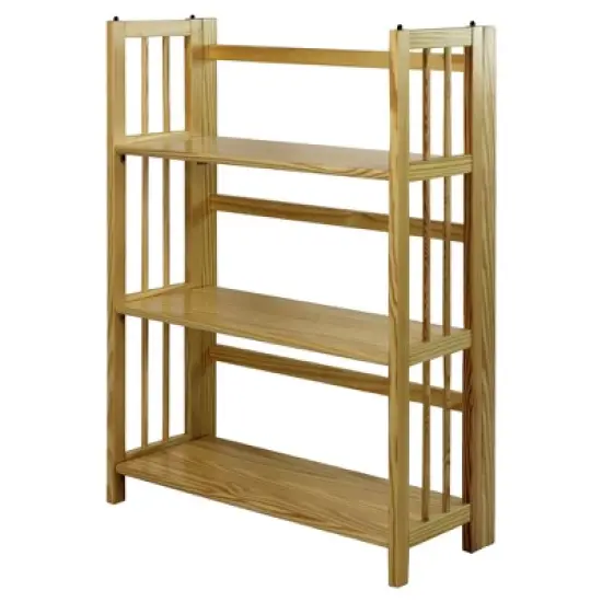 38" Folding 3 Tier Bookshelf Stackable - Flora Home image {1}