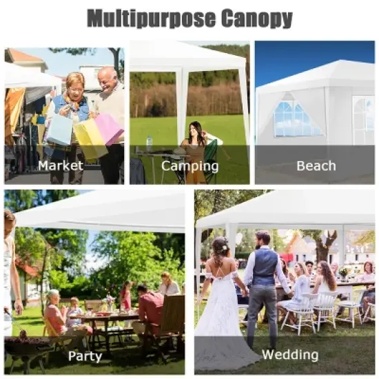 Costway 10'x20' Canopy Tent Heavy Duty Wedding Party Tent 6 Sidewalls W/Carry Bag image {3}
