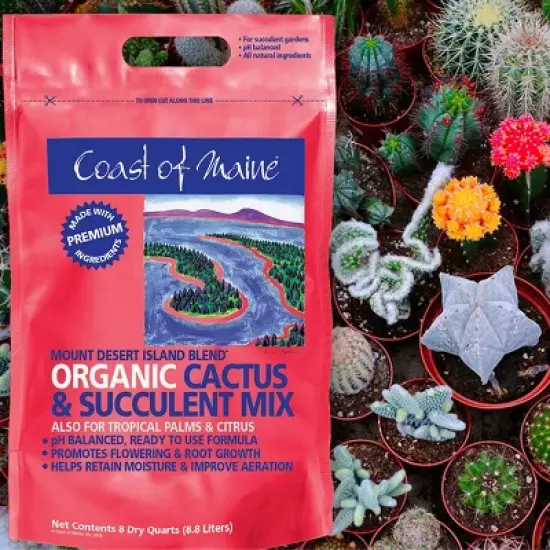 Coast of Maine Indoor Outdoor Mount Desert Island Blend Organic Cactus and Succulent Potting Soil Mix with Beneficial Nutrients, 8 Quart Bag image {3}