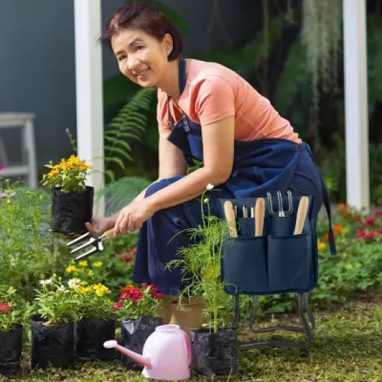 Gardening Kneeling Bench- Foldable Foam Pad Stool for Kneelers- 2 Tool Pouches & Handles image {4}
