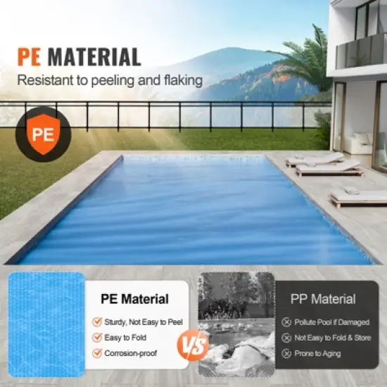 VEVOR Solar Pool Cover, 40 x 20 ft Rectangle Solar Blanket for Pools,Inground Above Ground Swimming Pool Solar Cover,16 mil Solar Covers Blue image {2}