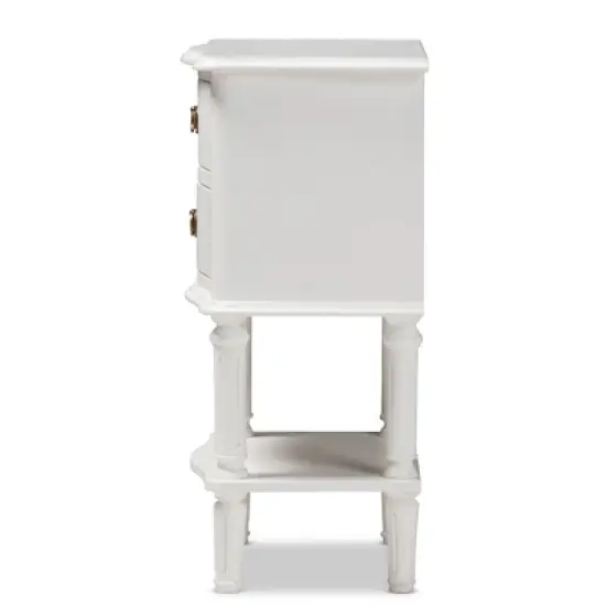 Audrey Finished 2 Drawer Nightstand White - Baxton Studio image {2}