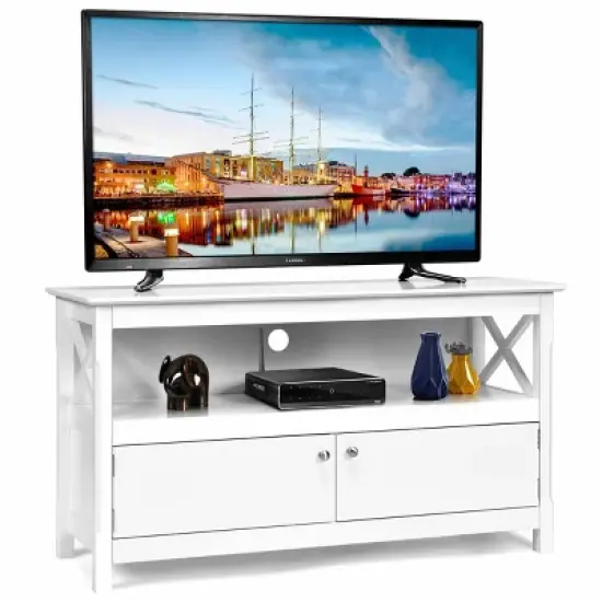 Tangkula TV Free Standing Wooden Cabinet Console Media Organizer Home Furniture image {1}