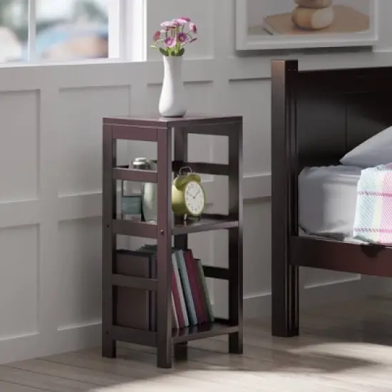 29.21" 2 Tier Leo Shelf Storage or Bookshelf Narrow Espresso Finish - Winsome image {8}