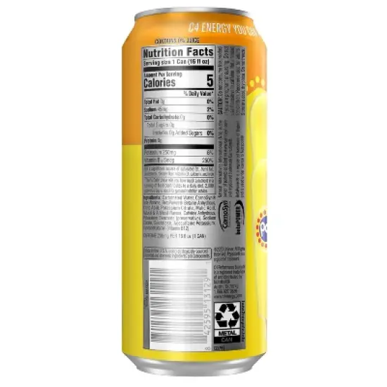 C4 Performance Hawaiian Pineapple Popsicle Energy Drink - 16 fl oz Can image {3}