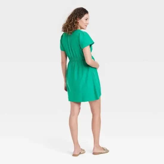 Short Sleeve Woven Mini Maternity Dress - Isabel Maternity by Ingrid & Isabel&trade; image {1}