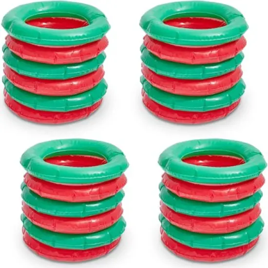 Blue Panda Christmas Inflatable Reindeer Antler Ring Toss Game, Includes 2 Hats & 24 Rings for Holiday Party Supplies, Winter Fun Family Activity image {1}