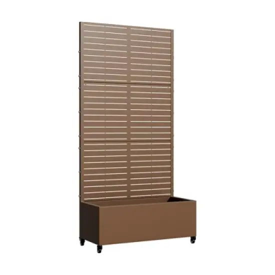 PexFix 72 in. H x 35 in. W Brown Metal Rectangle Wall Planter Box with Trellis for Climbing Plants image {4}