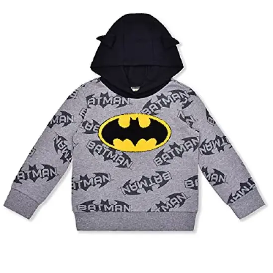 Warner Bros Boy's Batman Allover Print Pullover Hoodie with 3D Ears for toddler image {3}