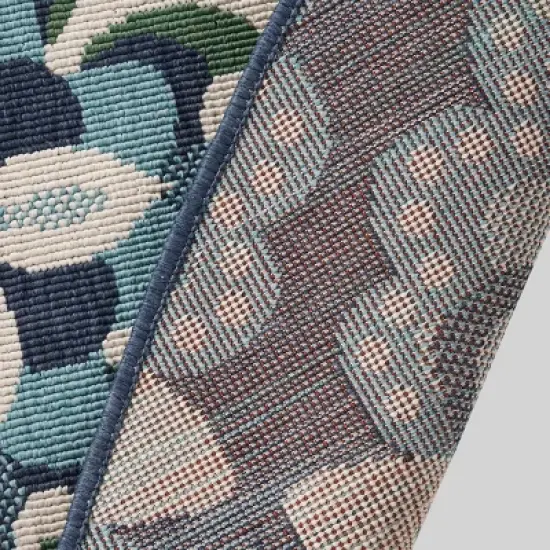 7'10" Round Kaia Medallion Outdoor Rug Blue/Green - Christopher Knight Home image {3}