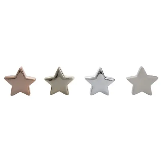 Transpac Ceramic Star Decor Set of 4 Christmas Home Decorations Clay Decorative Objects for Holiday Cheer image {1}