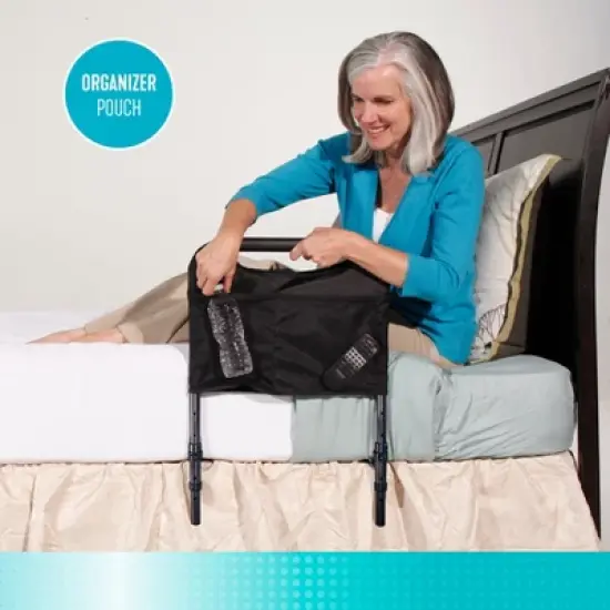Able Life Bedside Safety Handle & Organizer Pouch for Seniors, Black image {2}