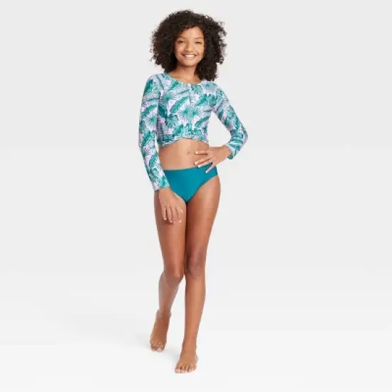 Girls' 3pc Miami Tropics with Front Twist Rash Guard Swimwear Set - art class&trade; image {4}