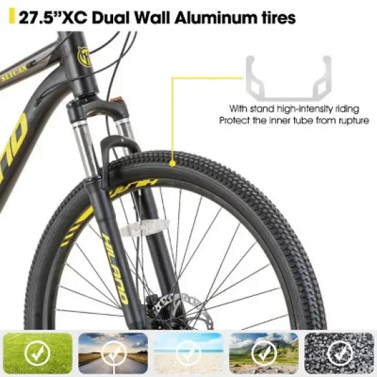 HILAND 27.5 inch Mountain Bike 21 Speeds, Lock-Out Suspension Fork, Aluminum Frame Hydraulic Disc-Brake for Men Women Adluts image {5}