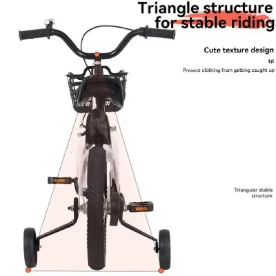 16 Inch Sporty Kids Bike with Training Wheels and Stand Adjustable Saddle Suitable for Boys and Girls Aged 4-8 Years or Tall Height 41-53 Inches image {3}