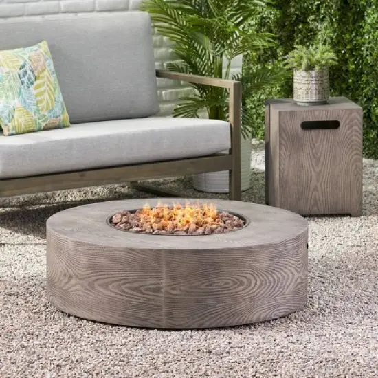 Senoia Outdoor Round Fire Pit with Tank Holder - Brown - Christopher Knight Home image {1}