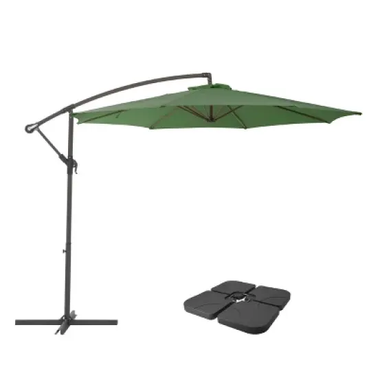 9.5' UV Resistant Offset Cantilever Patio Umbrella with Base Weights - CorLiving image {13}