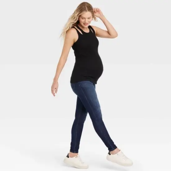 Over Belly Skinny Maternity Pants - Isabel Maternity by Ingrid & Isabel&trade; Dark Wash image {3}