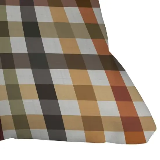 26"x26" Deny Designs Ninola Design Gingham Outdoor Throw Pillow Brown: Abstract Pattern, Polyester, Square Shape, Spot Clean image {2}