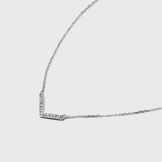 Sterling Silver Cubic Zirconia Chevron Chain Necklace - A New Day&trade; Silver image {3}