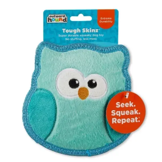 Outward Hound Tough Skinz Owl Dog Animal Toy - Blue image {1}