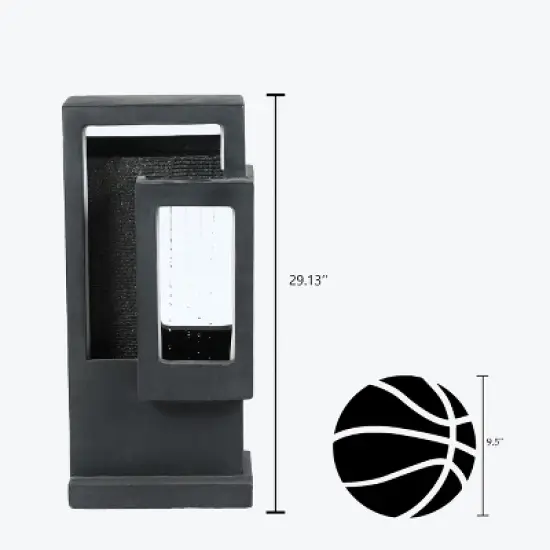 LuxenHome Gray Resin Column Outdoor Fountain with LED Light image {5}