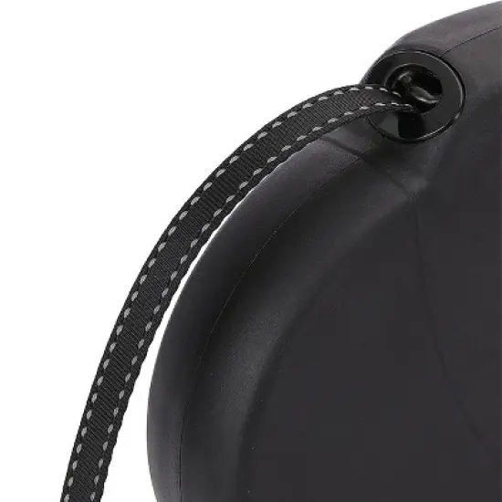 DDOXX 16.4 ft Retractable Dog Leash with Strong Reflective Nylon Strips and Break & Lock System - Black image {1}