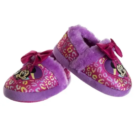 Disney Kids Girl's Minnie Mouse Slippers - Plush Lightweight Warm Comfort Soft Aline House Slippers - Fuchsia Purple (size 5-12 Toddler/Little Kid) image {2}