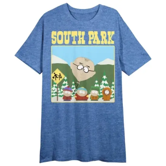 South Park Mr. Mackey Crew Neck Short Sleeve Blue Heather Women's Night Shirt image {2}