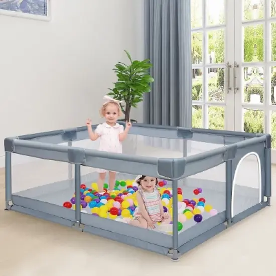 GOTGELIF 79"x79" 4-Panel Baby Playpen Spacious & Secure Portable Playard image {8}