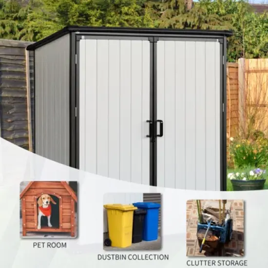 5x3FT Outdoor Storage Shed Waterproof Resin Cabinet with Lockable Doors for Bikes and Patio Furniture image {4}