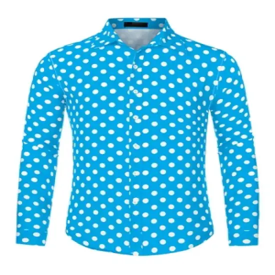 Lars Amadeus Men's Button Down Long Sleeves Casual Polka Dots Print Shirts image {8}