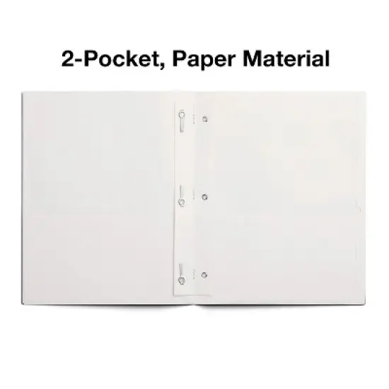 Staples School Grade 2 Pocket Folder with Fasteners White 25/Box 27545-CC image {1}