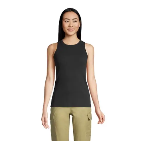 Lands' End Women's 2x2 Rib Crew Neck Tank Top image {1}