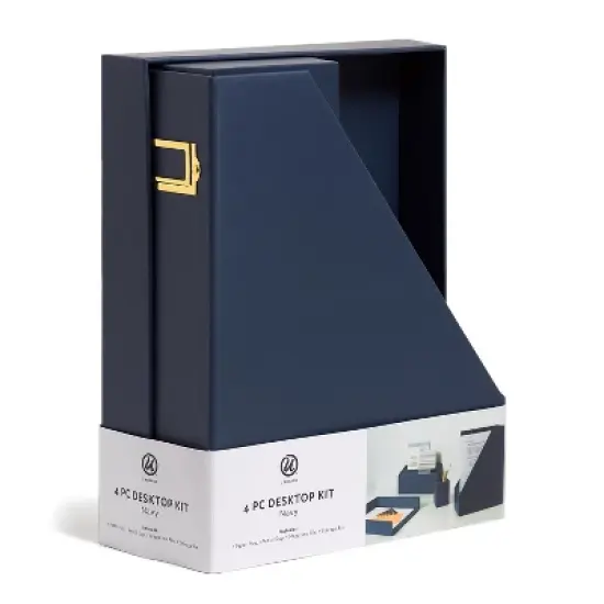 U Brands Paperboard Desk Organization Set Solid Navy (3631U00-02) image {1}