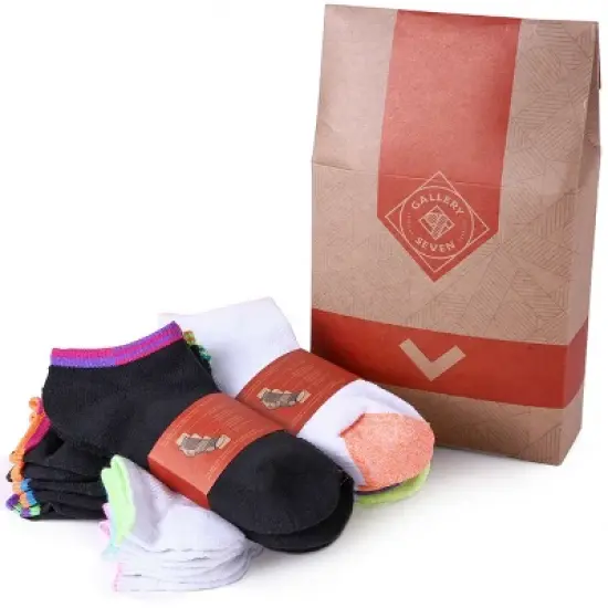 Gallery Seven Women's No-Show Sports Socks 12 pack - Neon Onyx, Size: 9-11 image {2}