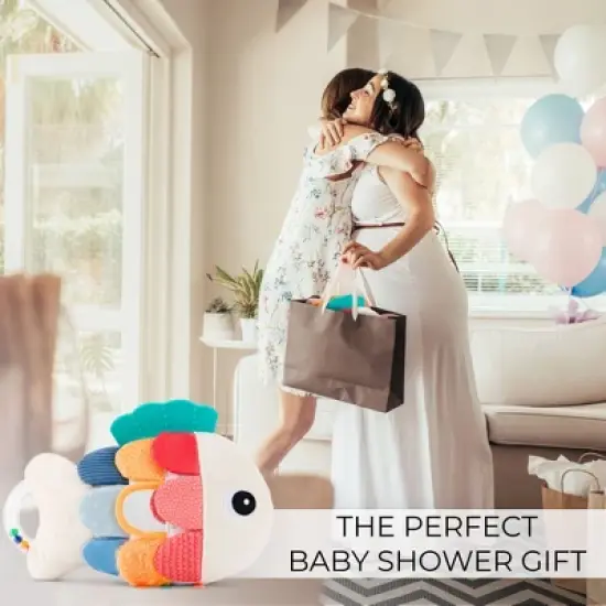 Soft Baby Sensory Toy with Tummy Time Mirror &ndash; Entertaining Fish Toy for Infants 0-12 Months with Rattle & Crinkle Paper &ndash; Perfect Baby Shower Gift image {6}