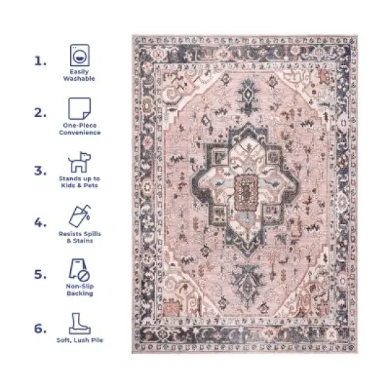 nuLOOM Sasha Machine Washable Medallion Area Rug image {11}