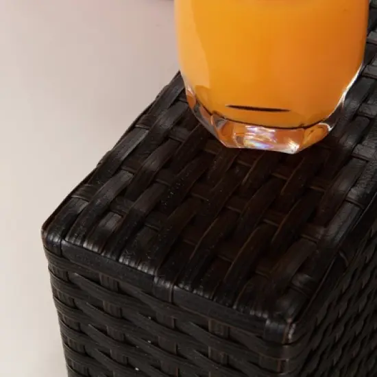 7pc Outdoor Rattan Wicker Set with Cushions - Brown/Beige/Red - GODEER image {6}